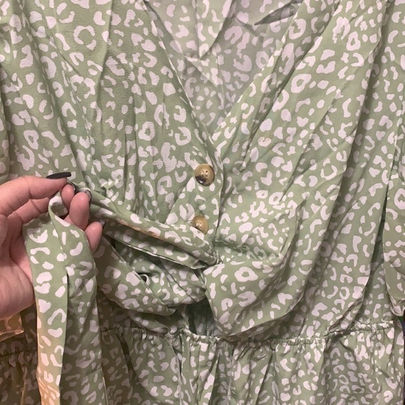 Plus Cheetah Print Tie Front Romper - Picture 14 of 14